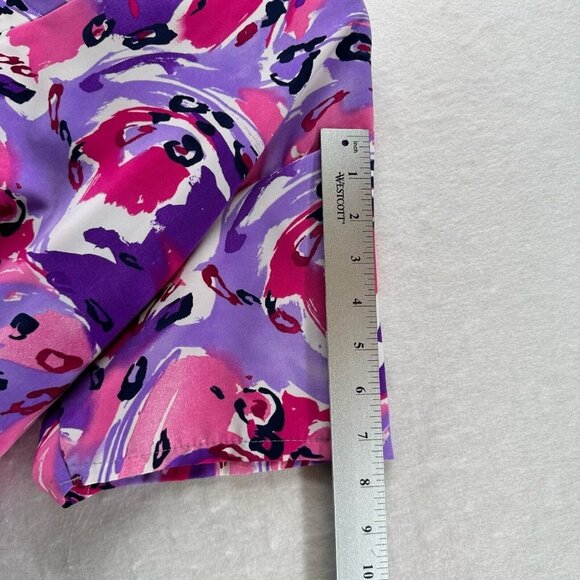 Comfy Cottons Scrub Top Womens Size M Abstract Print Medical Uniform Purple - Picture 9 of 11